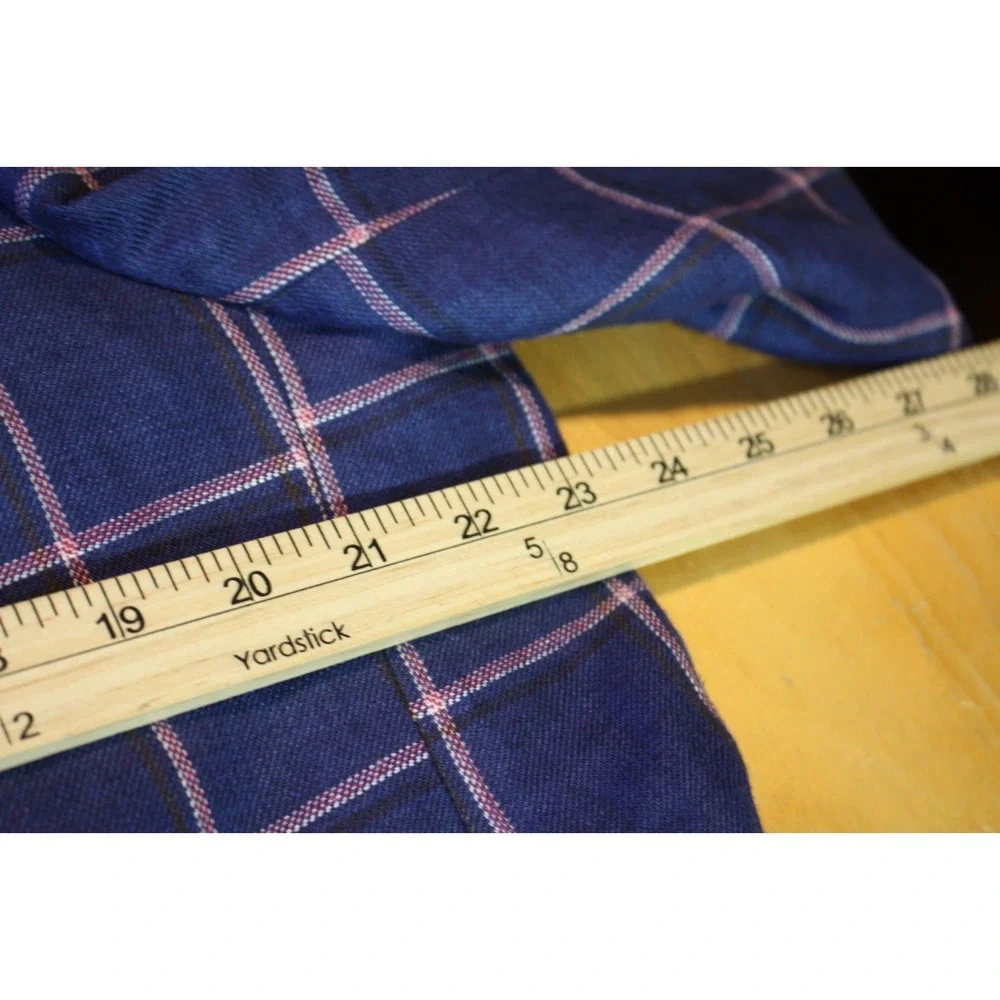 Tallia Mens Sport Coat Blue Linen Size 46R Two-Button Closure Windowpane Jacket